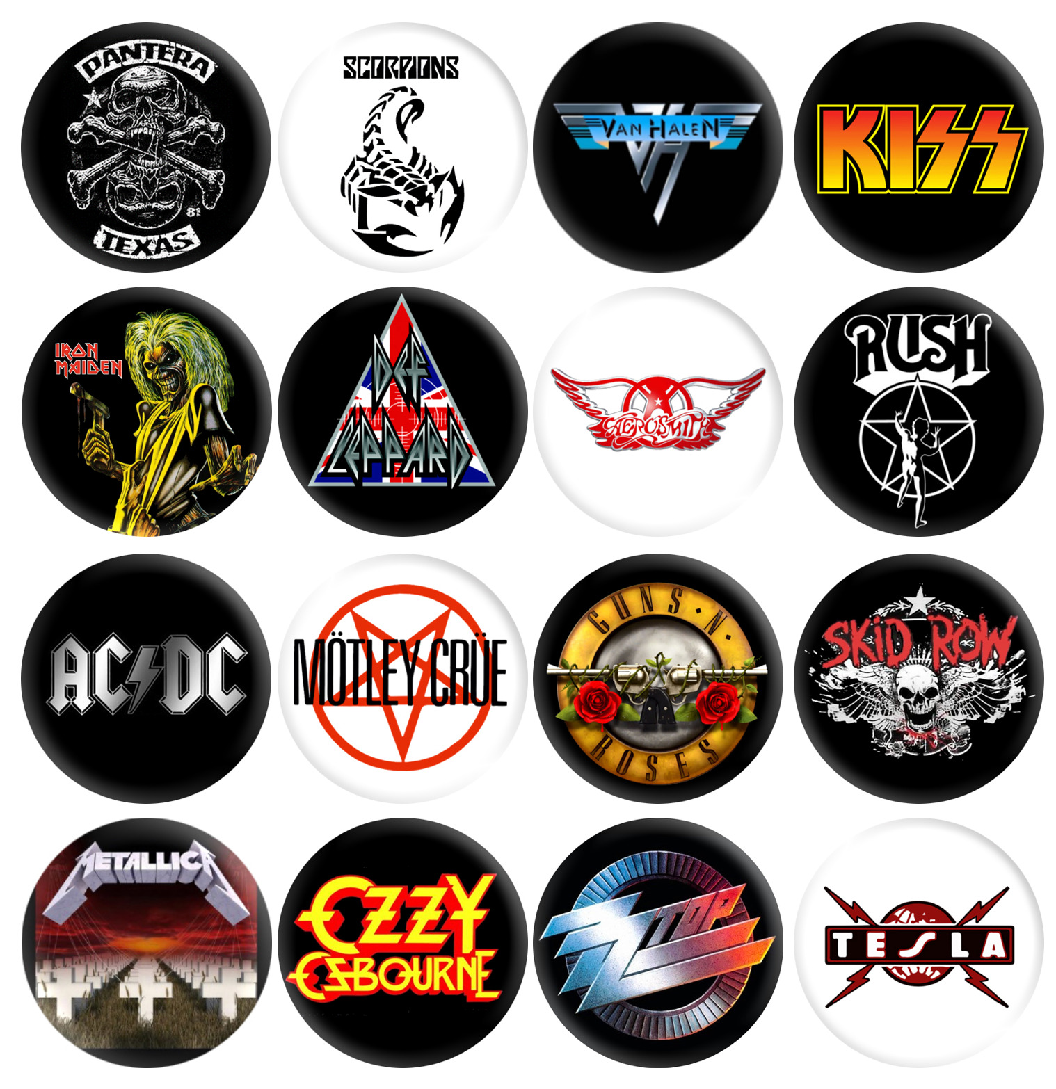 80's Hair Band 80's Metal 80's Rock Band Music Pinback Buttons Retro Pins 1