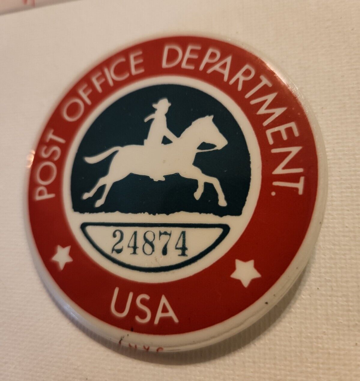 Vintage #24874 Post Office Department USA Employee USPS Pinback Badge