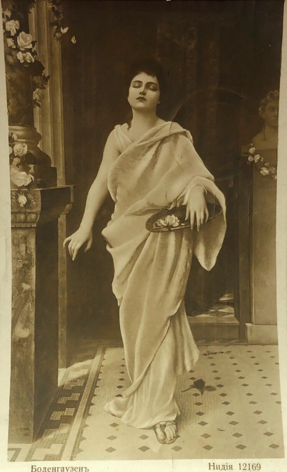 1914 Pretty Girl Nidiya B&W Portrait Antique Vintage Postcard
