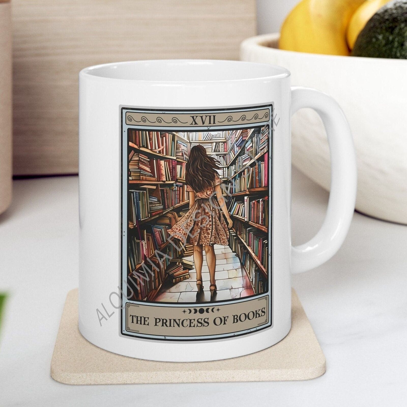 The Princess of Books Tarot Card Mug, Book Lover