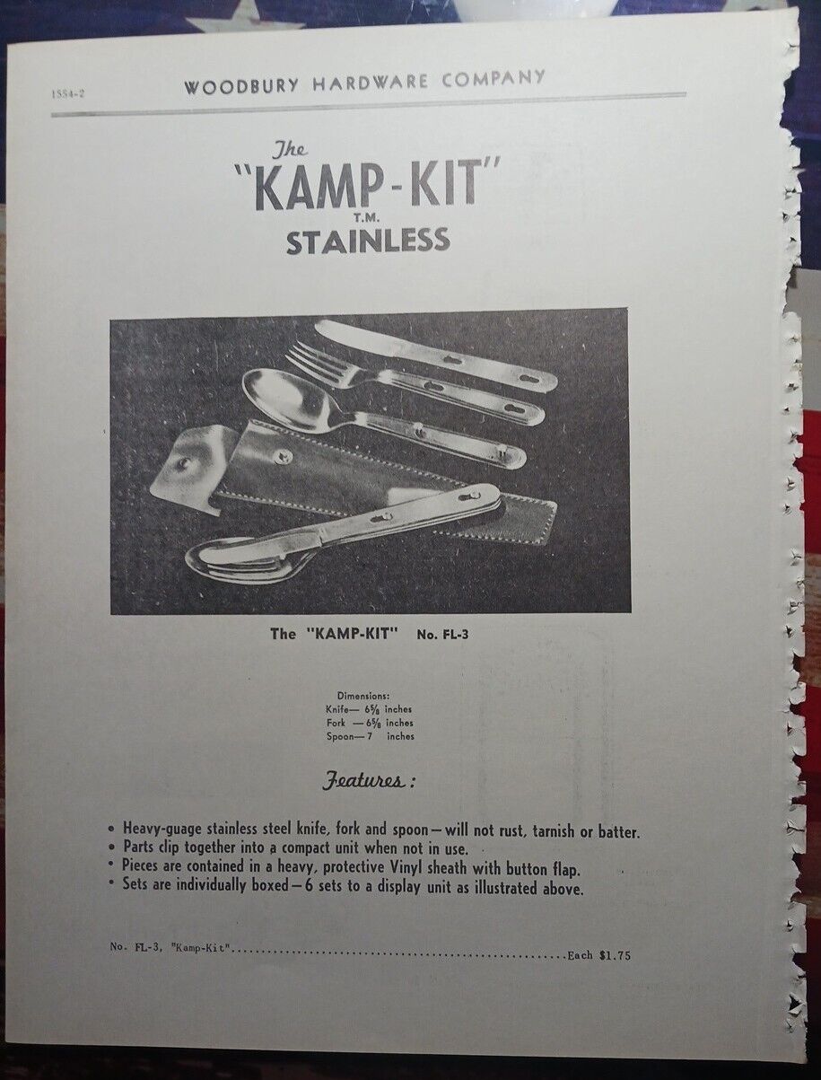 1950 print ad vintage THE KAMP KIT camping Knife Fork Spoon In Case Advertising 