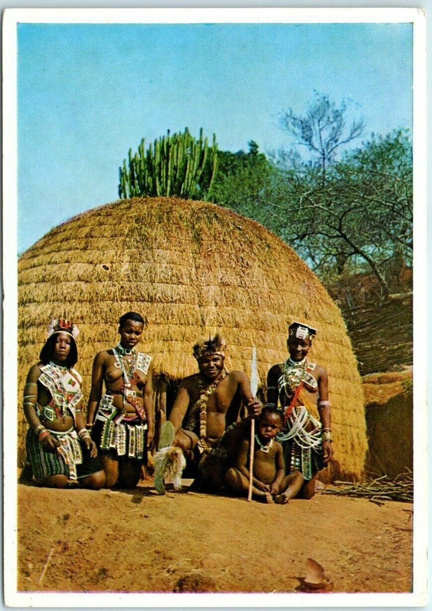 Postcard - Zulu Chief And Family, South Africa