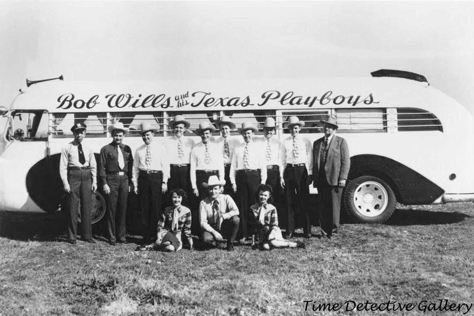Bob Wills & The Texas Playboys with Tour Bus - Vintage Celebrity Print