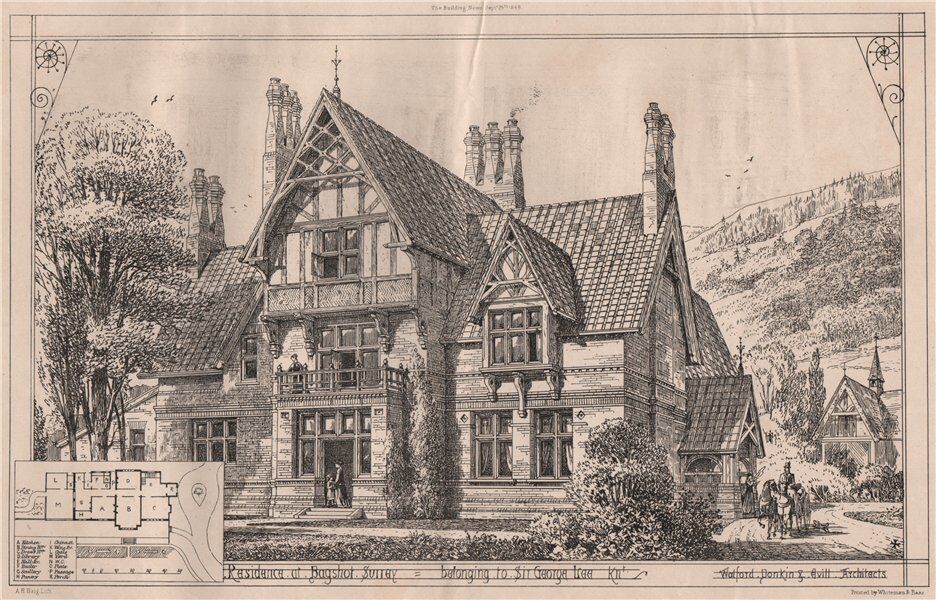 Sir George Lee\'s house, Bagshot, Surrey; Watford, Donkin & Evill, Archts 1868