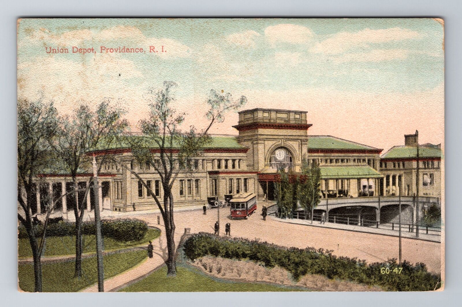 Providence RI-Rhode Island, Union Depot, Antique Vintage Souvenir Postcard