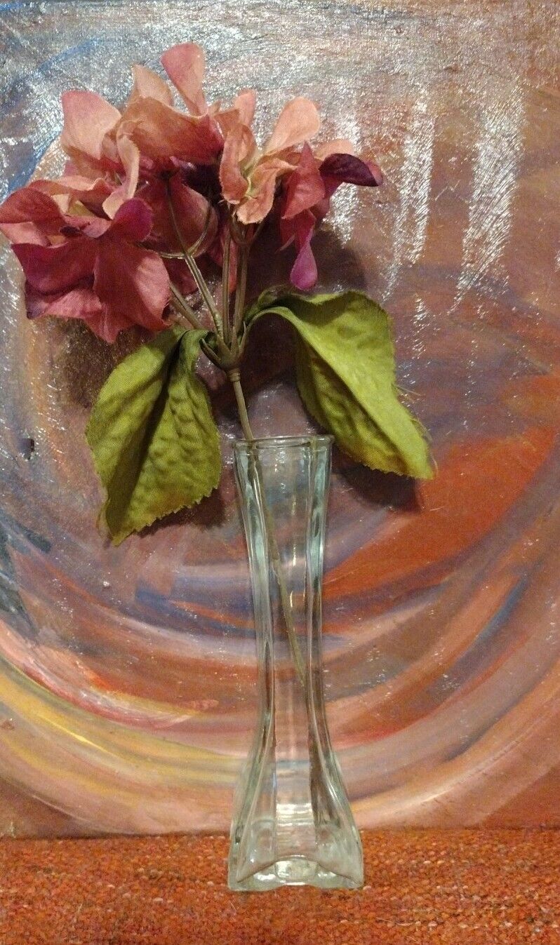 Vintage Europa PROFILE 1406 1986 Art Deco  Clear Pressed Glass Bud Vase 6”