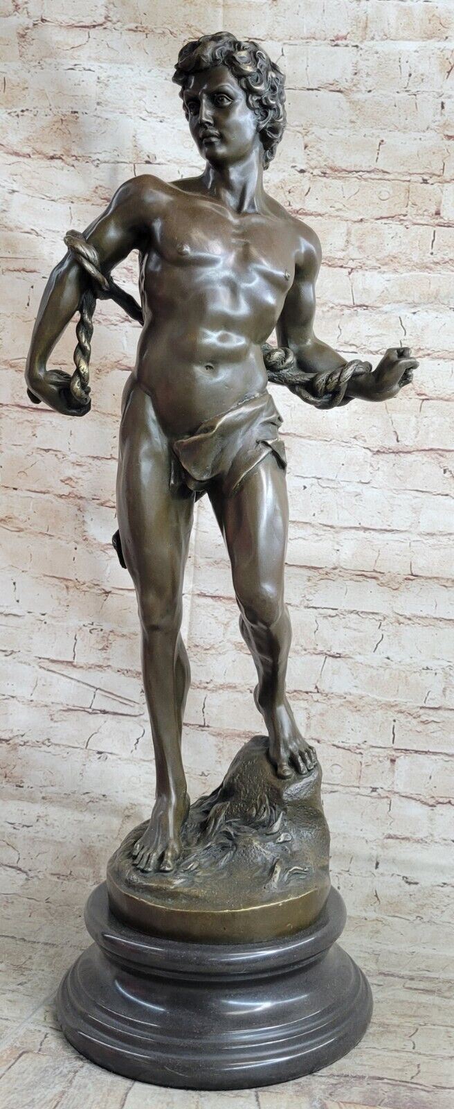 Nude Muscular Man Decor Bronze Sculpture Handmade Figure Hot Cast Handcrafted Ar