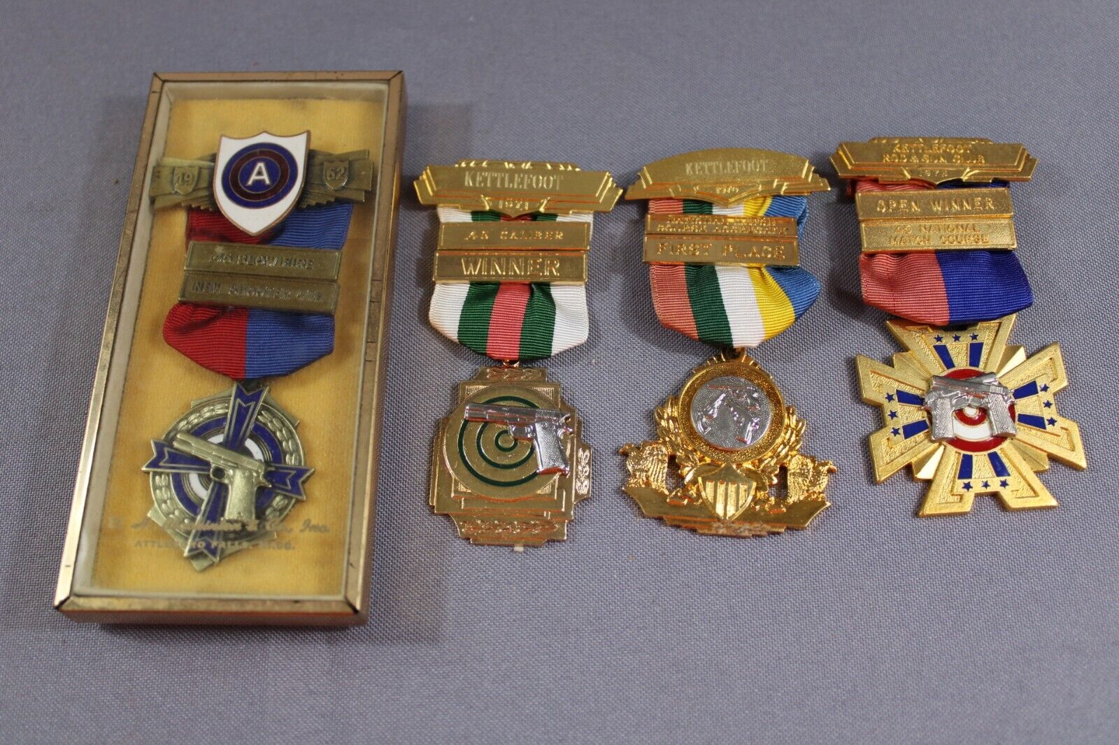 Lot x4 1911 Pistol Shooting Competition Medals 3rd US Army 1962 1970 1971 1972