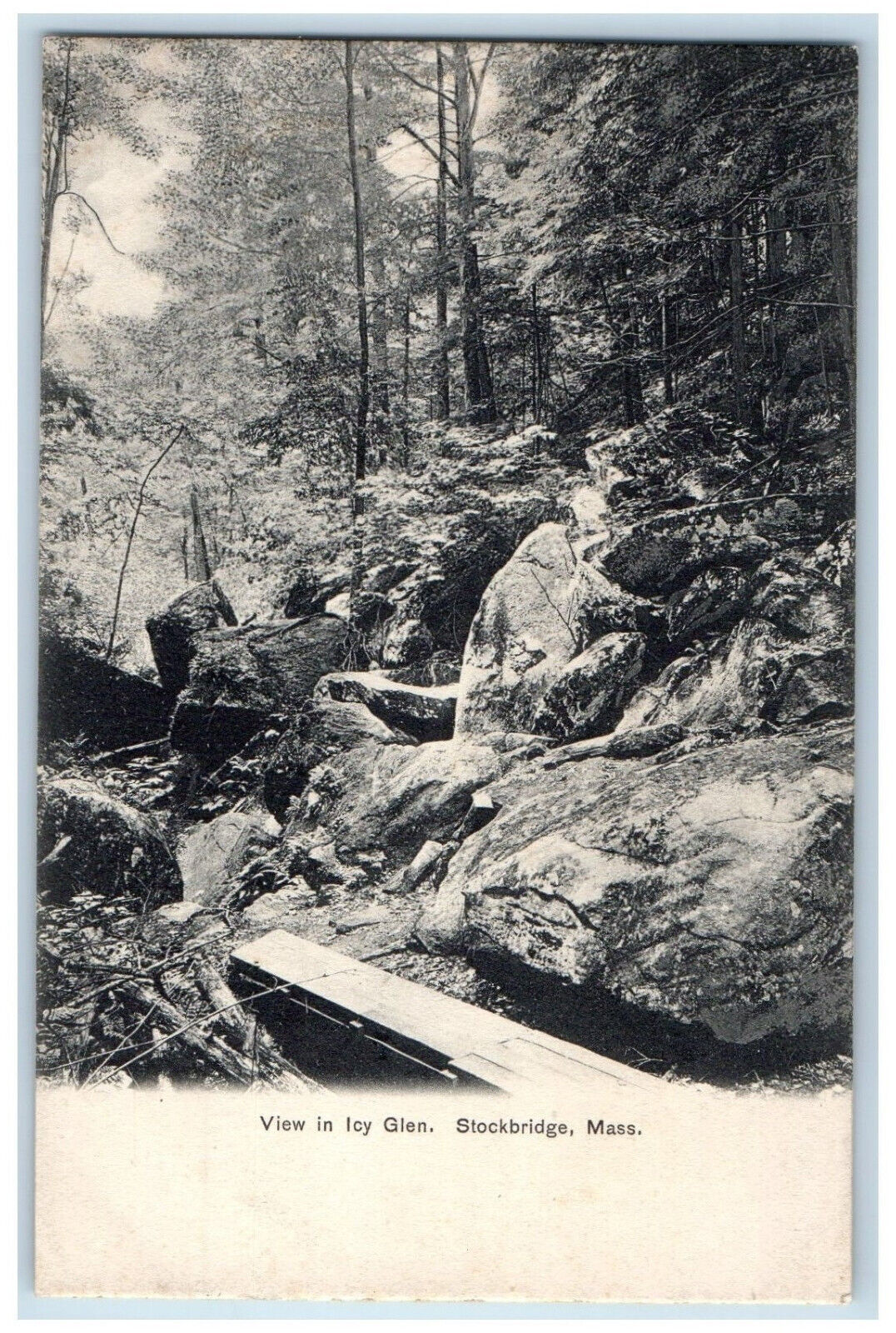 View In Glenn Rocks Nature Scene Stockbridge Massachusetts MA Antique Postcard