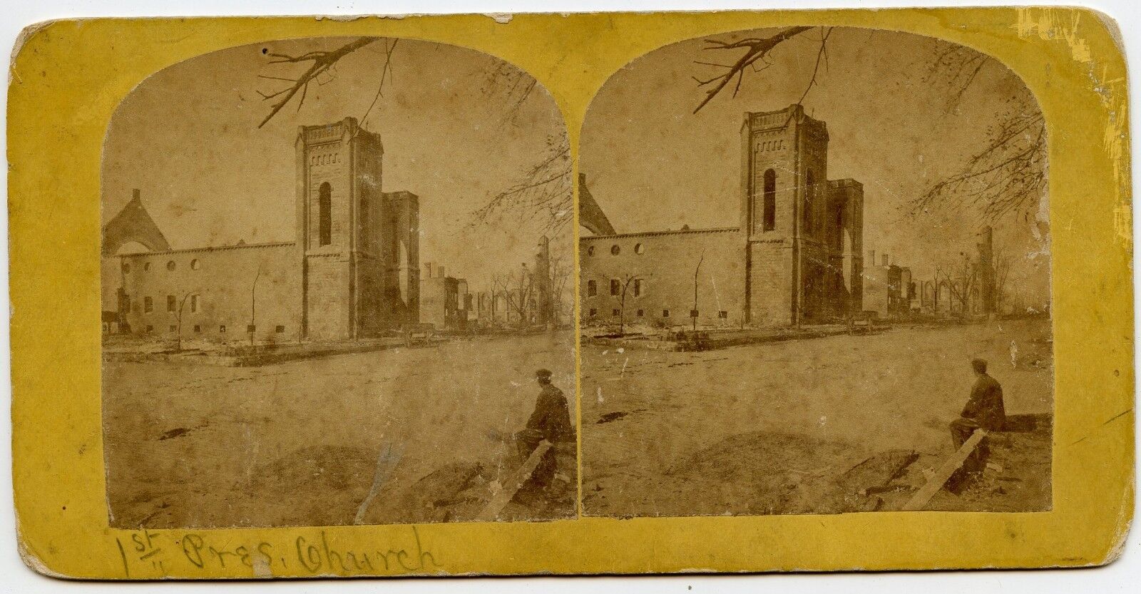 1st Presbyterian Church Chicago IL Vintage Stereoview Photo