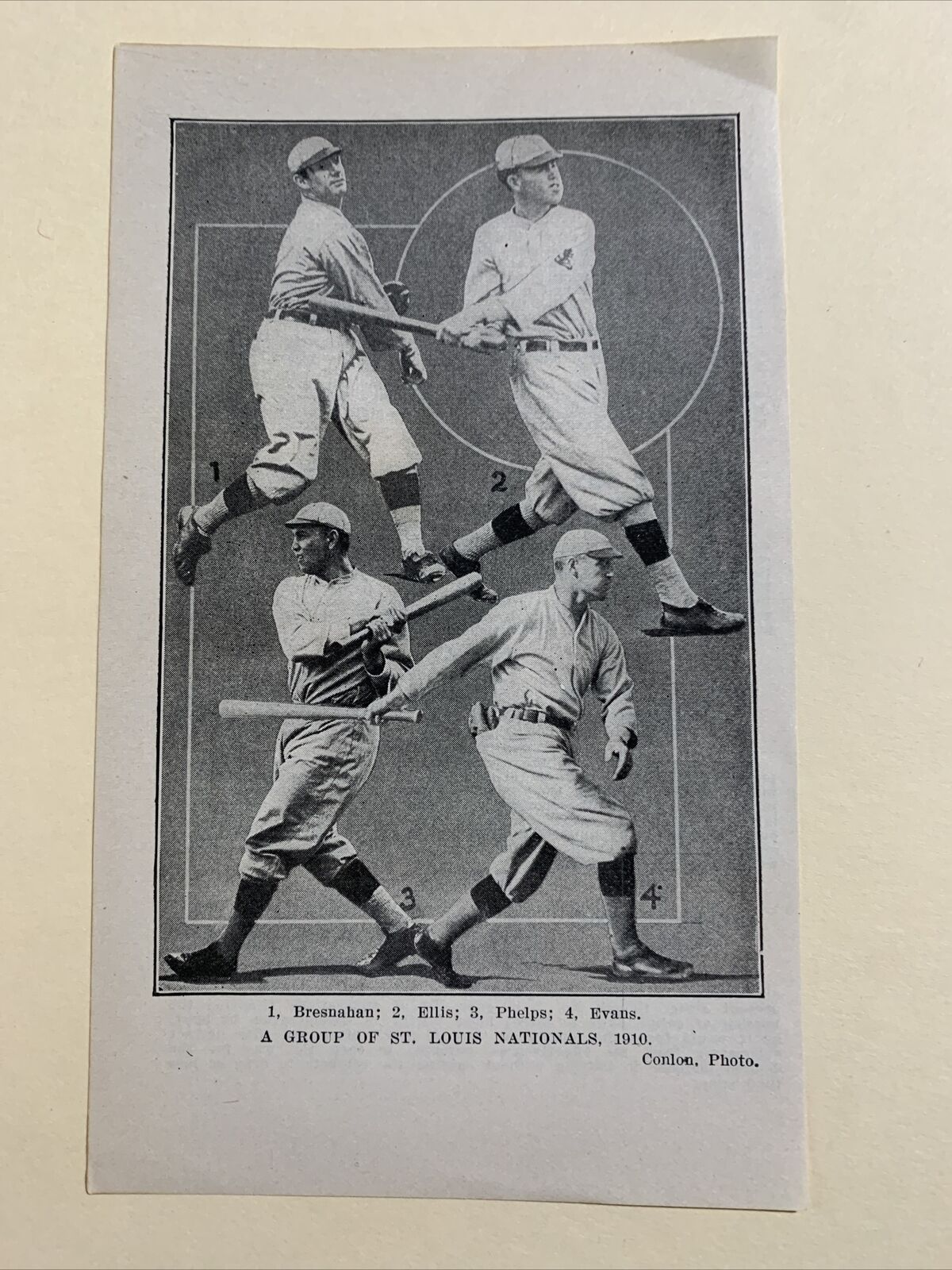 St. Louis Cardinals Roger Bresnahan Steve Evans Ellis 1910 Baseball 5X7 Picture