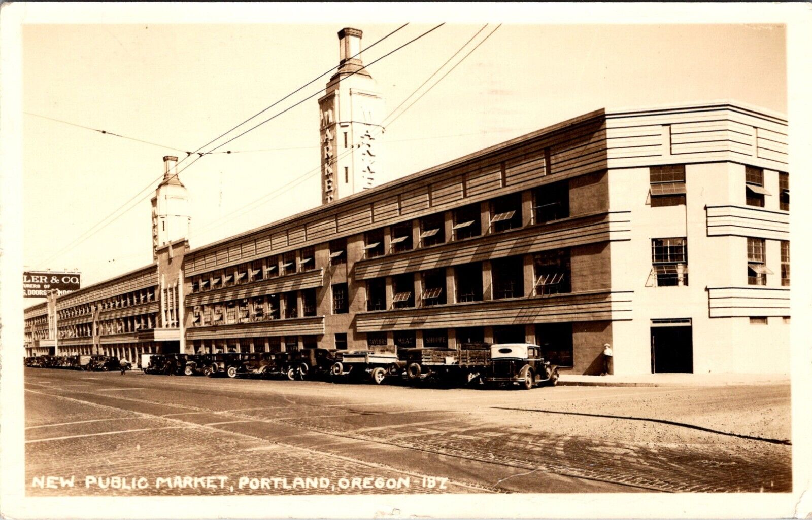 Portland, OR Oregon New Public Market Cars 1940 RPPC Real Photo Postcard J460