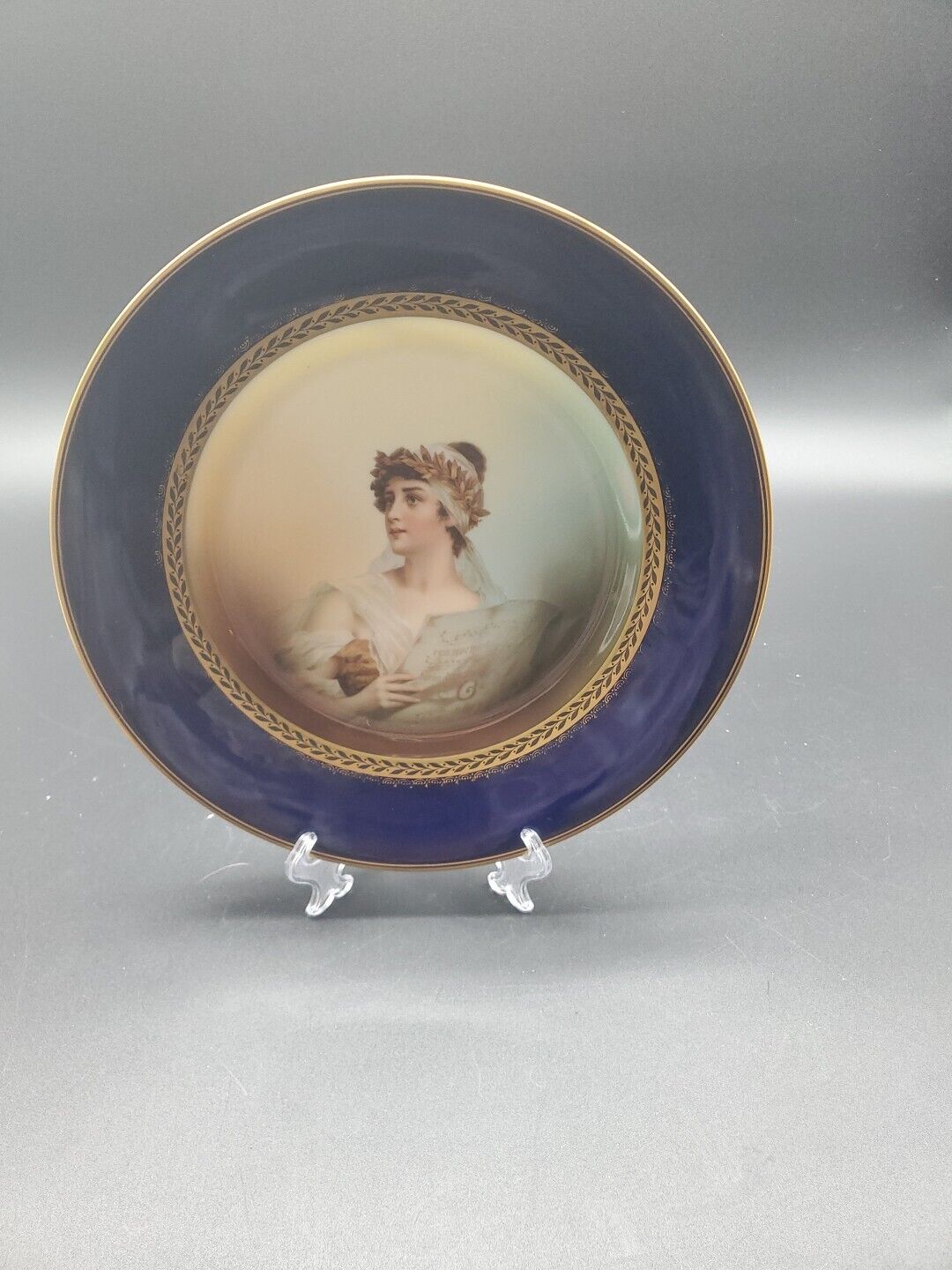 Antique Rosenthal Portrait Plate - Josephine Schefsky - Opera - Cobalt Gold Gilt