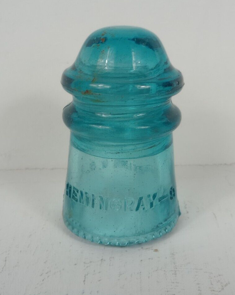 Hemmingray No. 9 Vintage Glass Insulator Aqua Blue