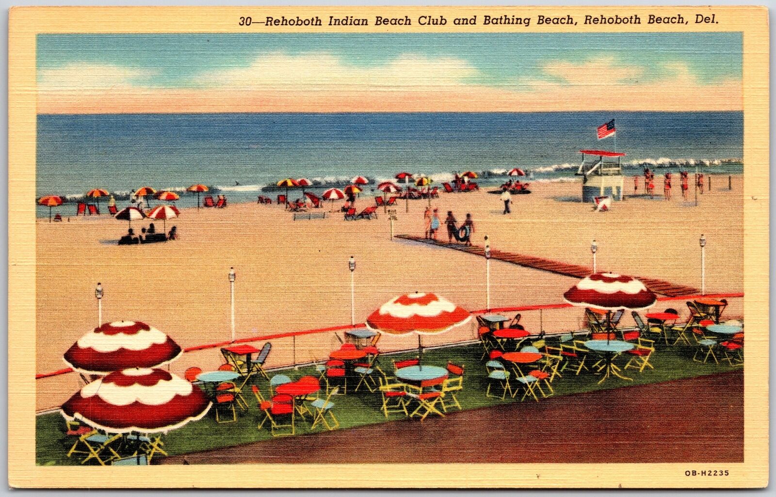 Rehoboth Beach Delaware, Indian Beach Club and Bathing Beach, Vintage Postcard
