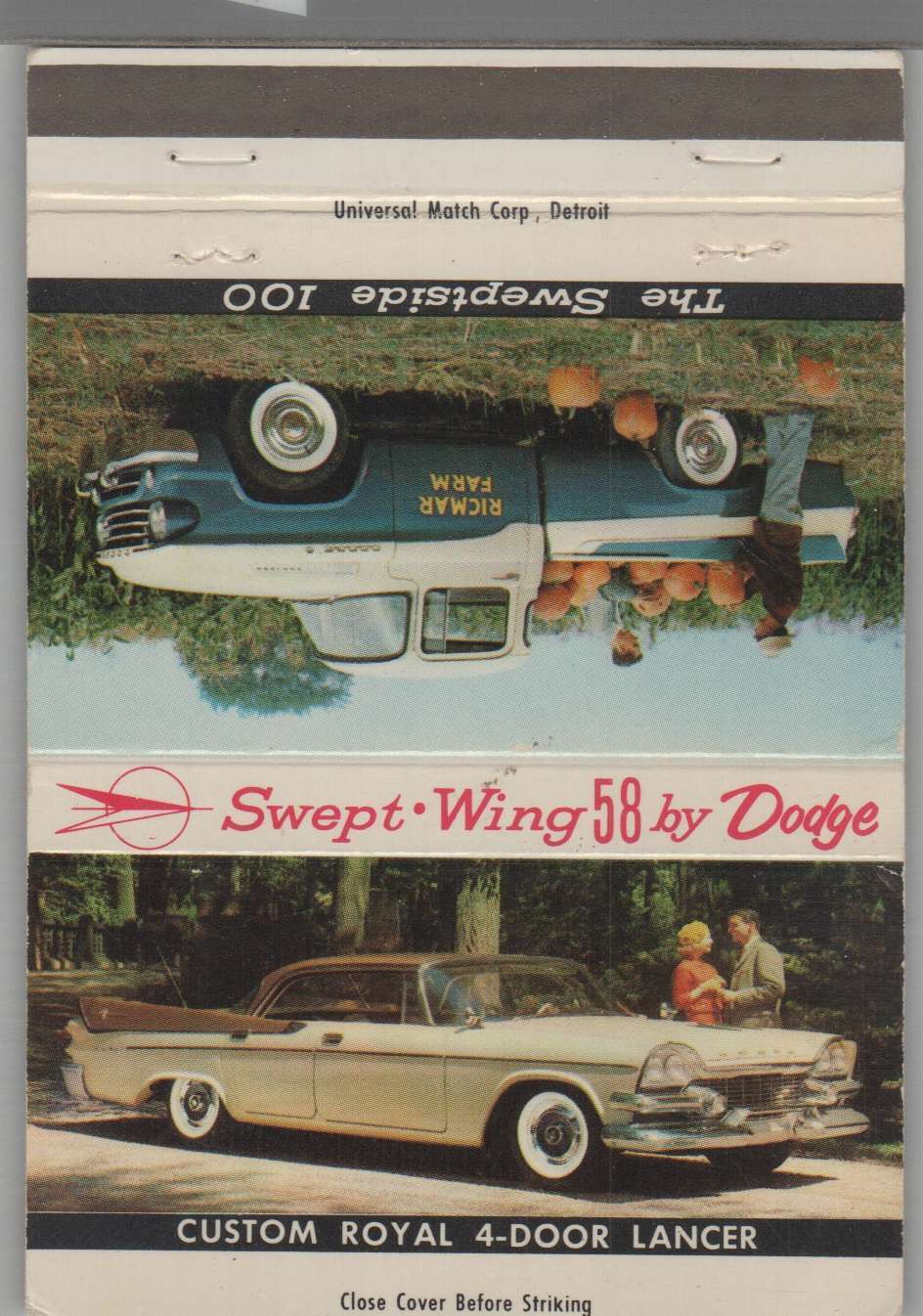 Matchbook Cover - 1958 Dodge Auto Dealer - H.H. Markley Motors Loveland, CO