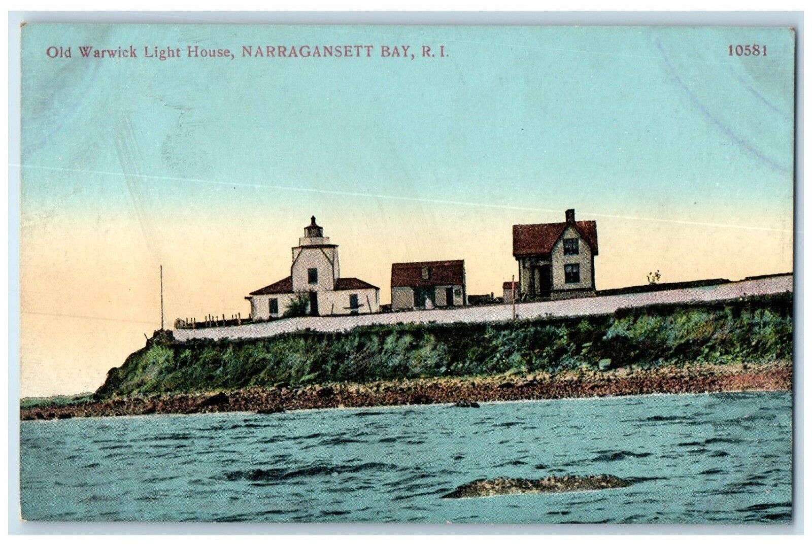 c1910 Old Warwick Light House Narragansett Bay Rhode Island RI Vintage Postcard