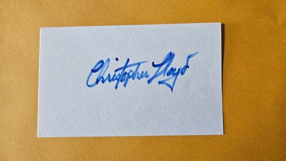 CHRISTOPHER LLOYD SIGNED 3x5 INDEX CARD AUTOGRAPH