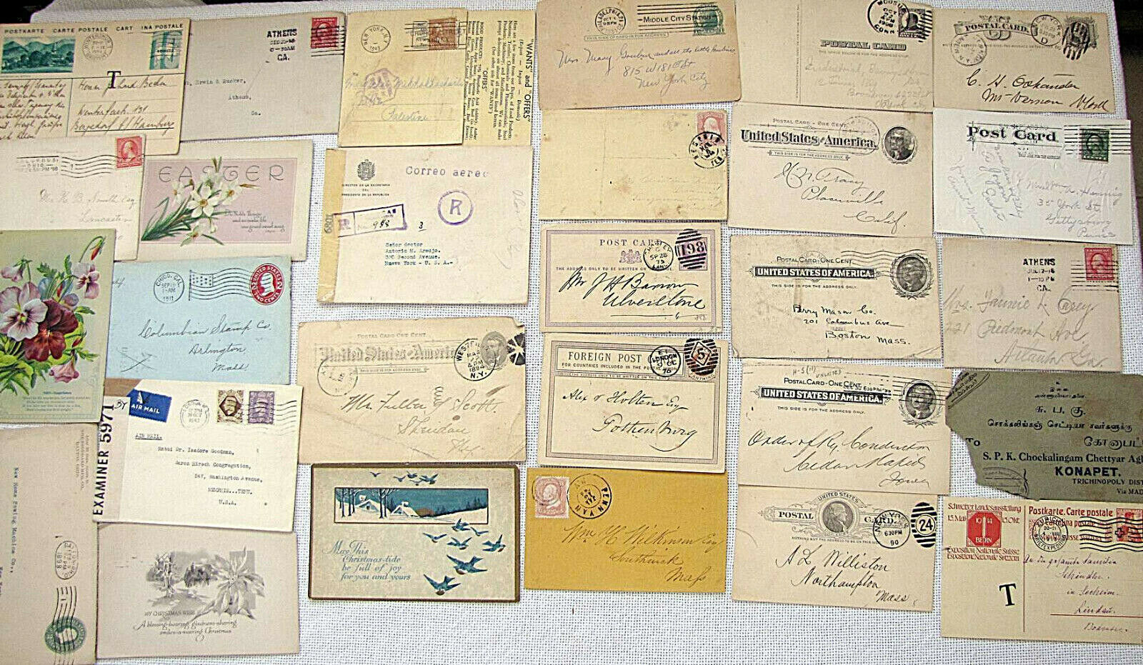 Collection: 43 Antique and Old USA England  Postal items sent to Jewish persons