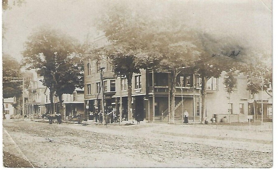 RPPC Morrisville NY Main St Business Section c.1910 Real Photo Postcard New York