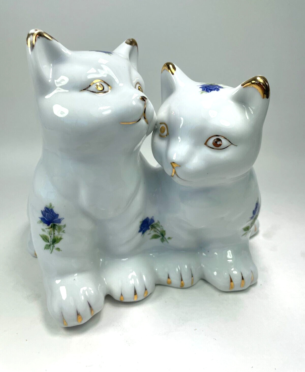 Cats Kittens Floral Figurine Statue by Formalities Baum Bros Gold Trim Ad4