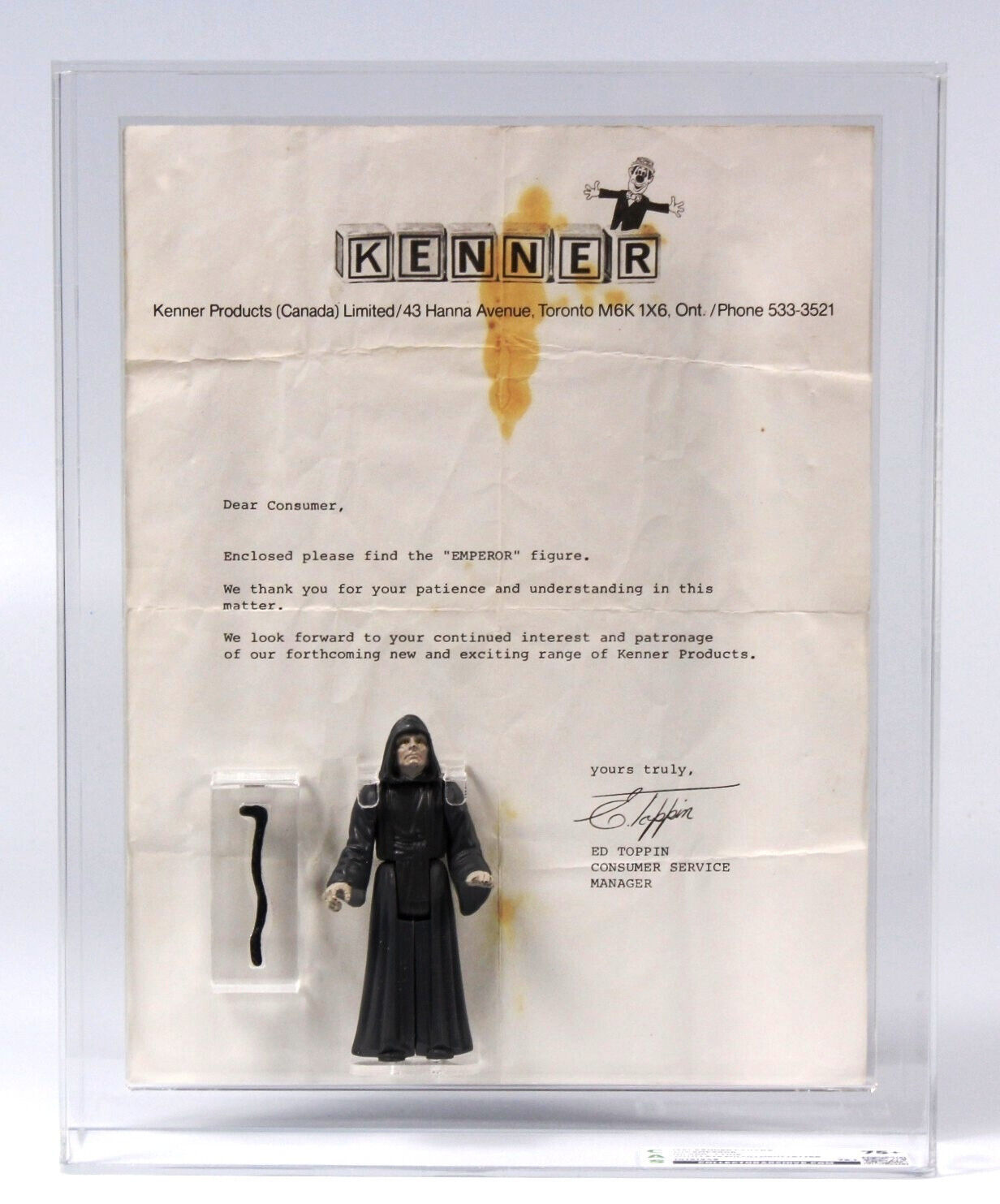 Star Wars Canadian Vintage Loose Emperor with Rare Late Fullfillment Letter