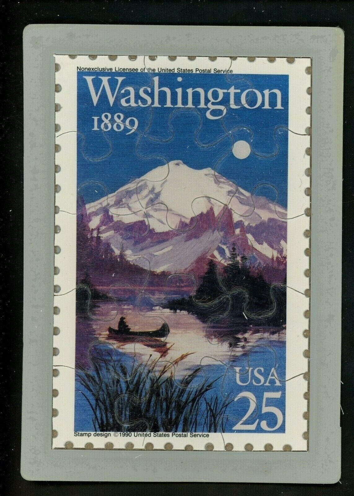 Novelty stamp PUZZLE postcard Scott #2404 Washington WA Statehood Mt Ranier 1989