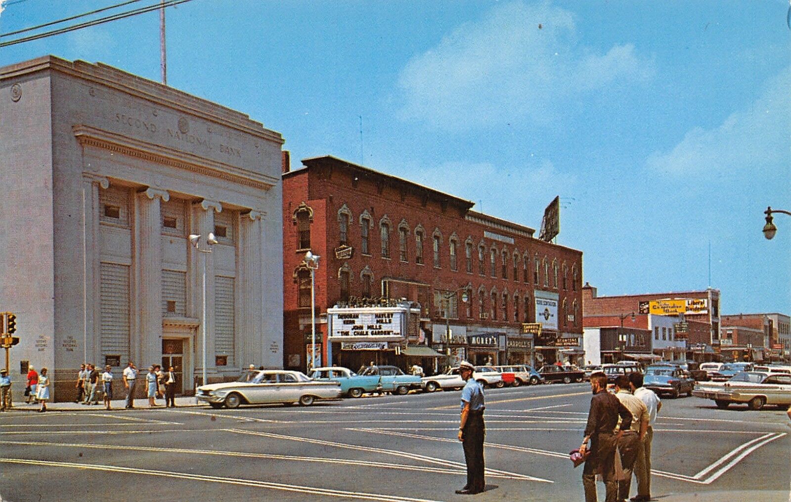 Nashua New Hampshire~Main Street~Daniel Webster Theatre Marquee~1950s Cars~PC