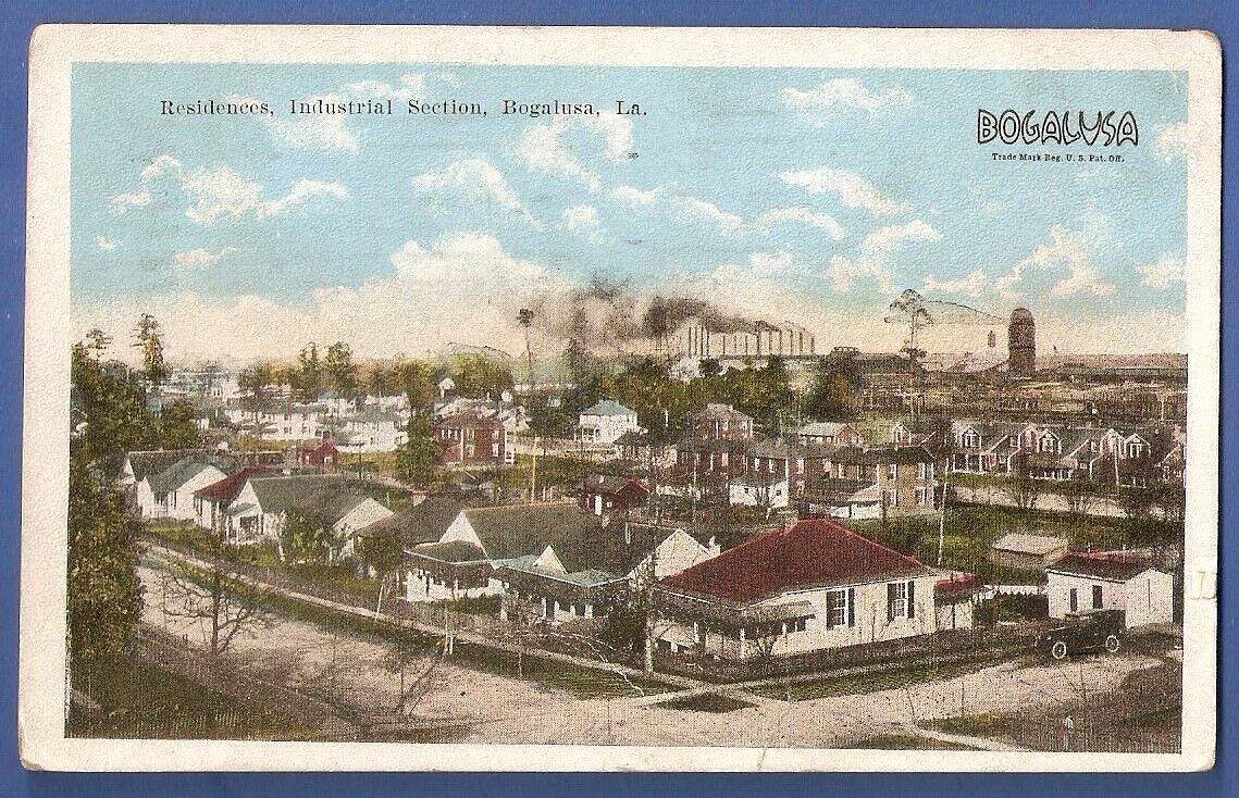 Bogalusa Residences 1930 Industrial Overhead View Postcard