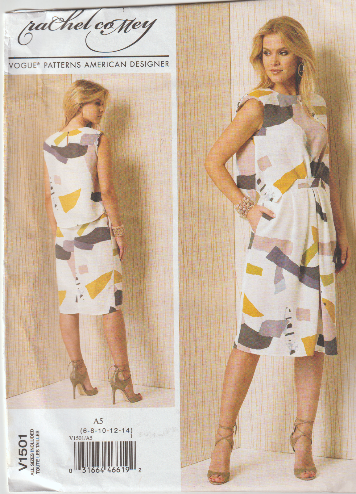 Vogue American Designer V1501 RACHEL COMEY Misses Dress, Size 6-14, NEW