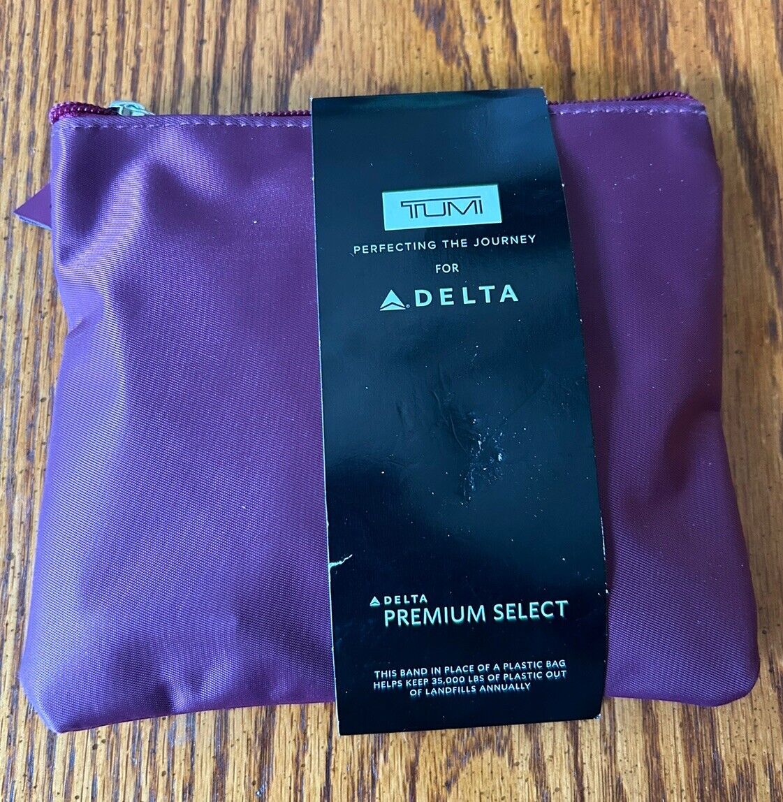 Delta Airlines TUMI Premium Select Delta One Purple Black Amenities Kit Bag  New