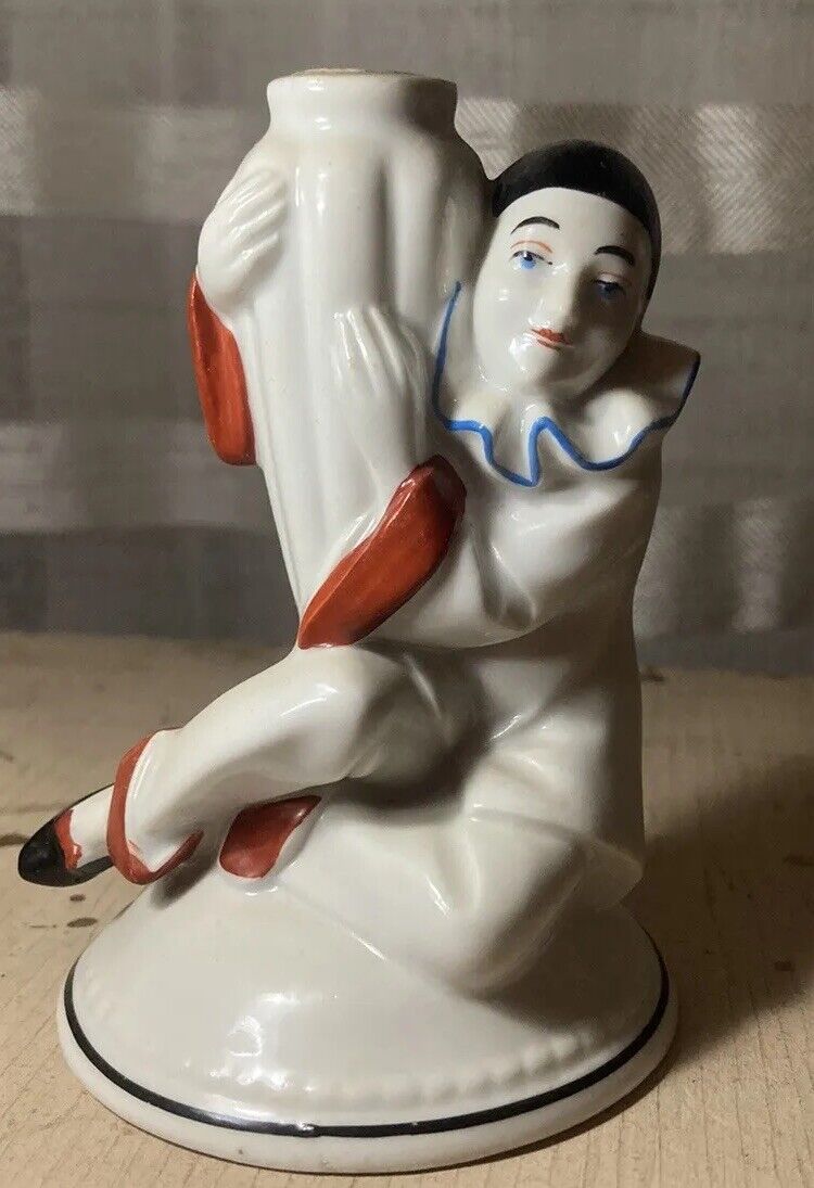 Bavarian Pierrot Harlequin Clown Porcelain 4” Vintage