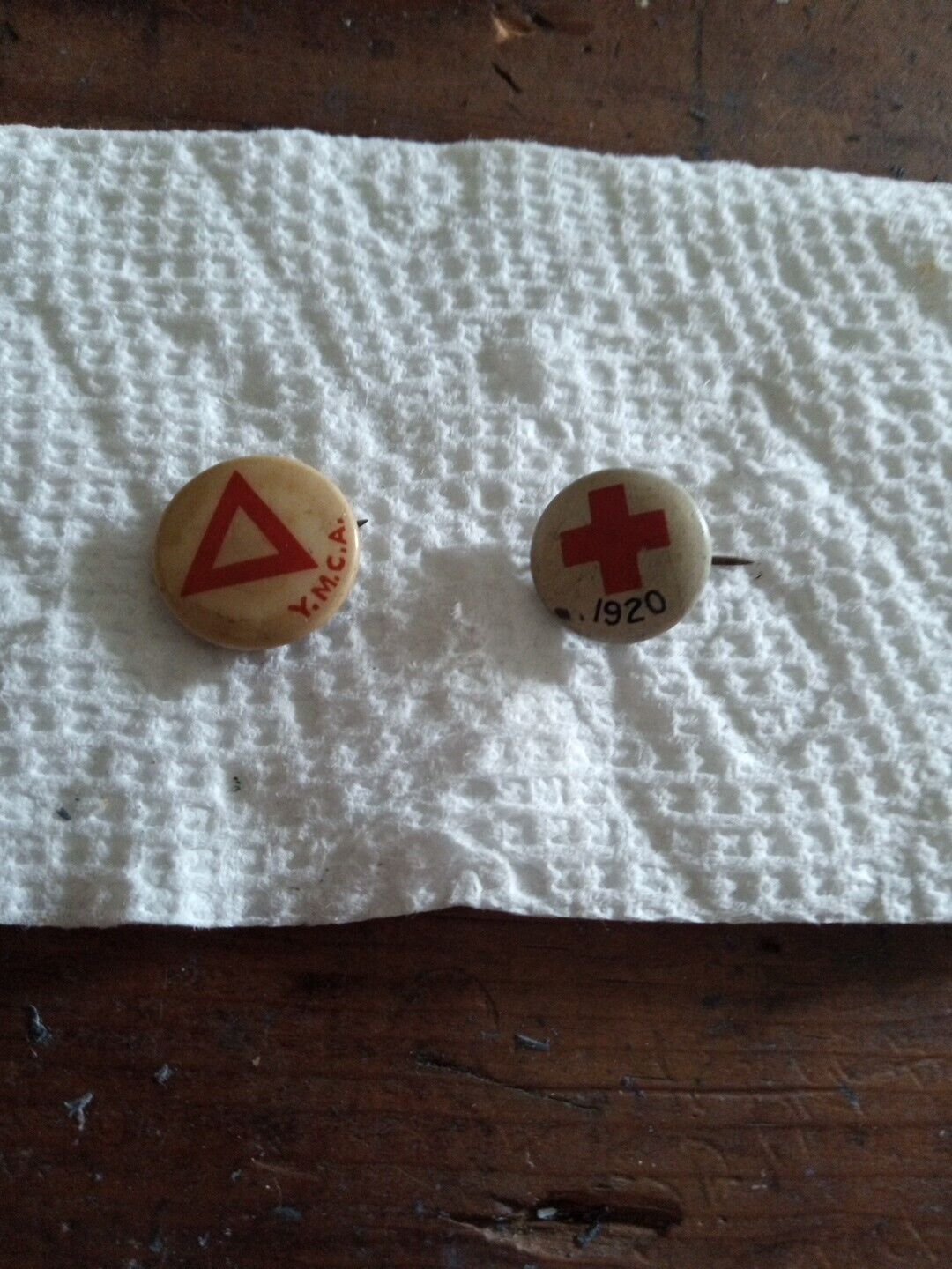 Antique YMCA And Red Cross Pin Buttons