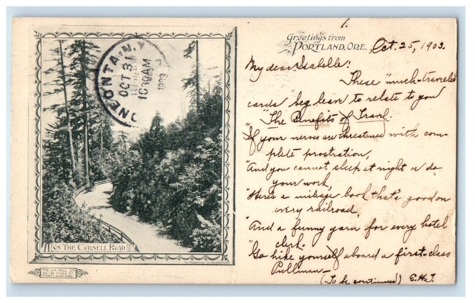 c1900s On The Cornell Road Greetings from Portland OR PMC Antique Postcard