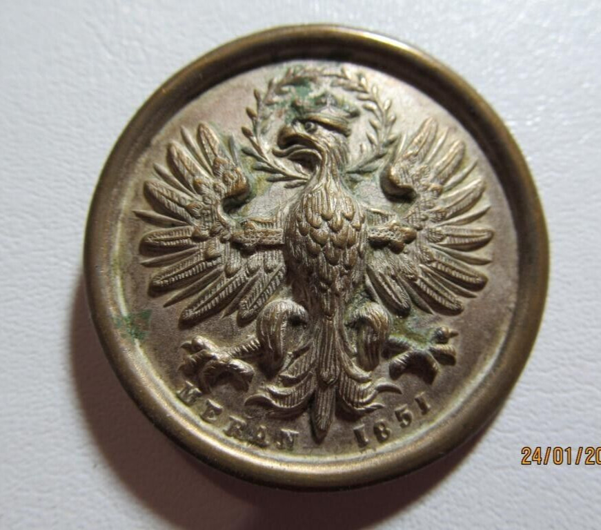Antique Tyrolean Eagle Badge Italy BRONZE Military PLATED Coat of Arms Rare 19th
