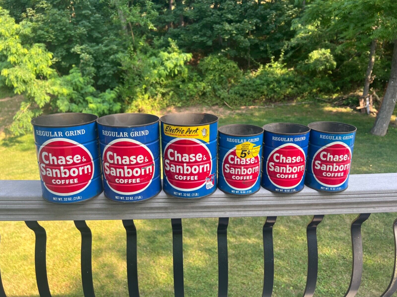 Collection of vintage Chase Sanborn coffee tins.