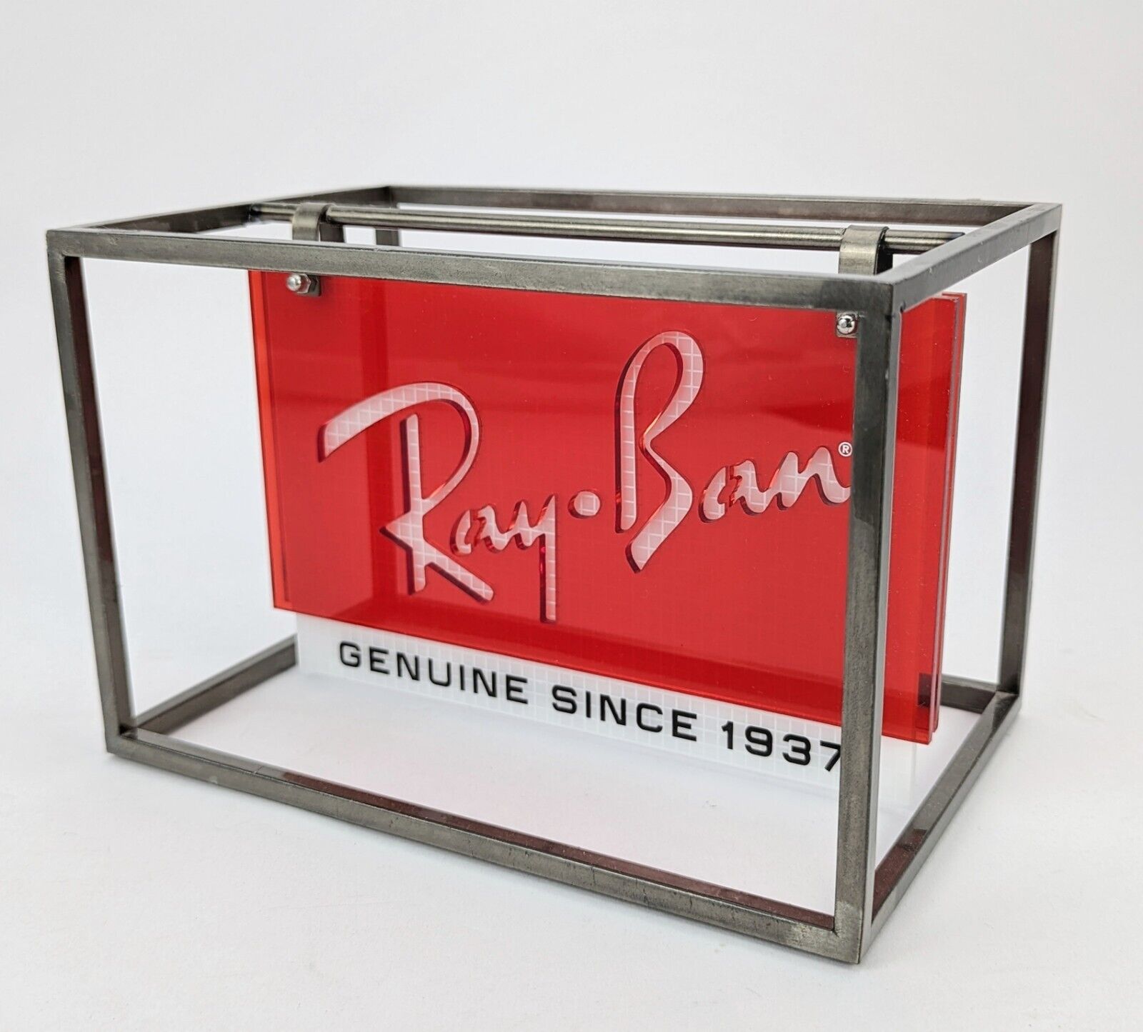 RAY-BAN genuine since 1937 Double Sided Metal/Plexi Counter Display Sign 