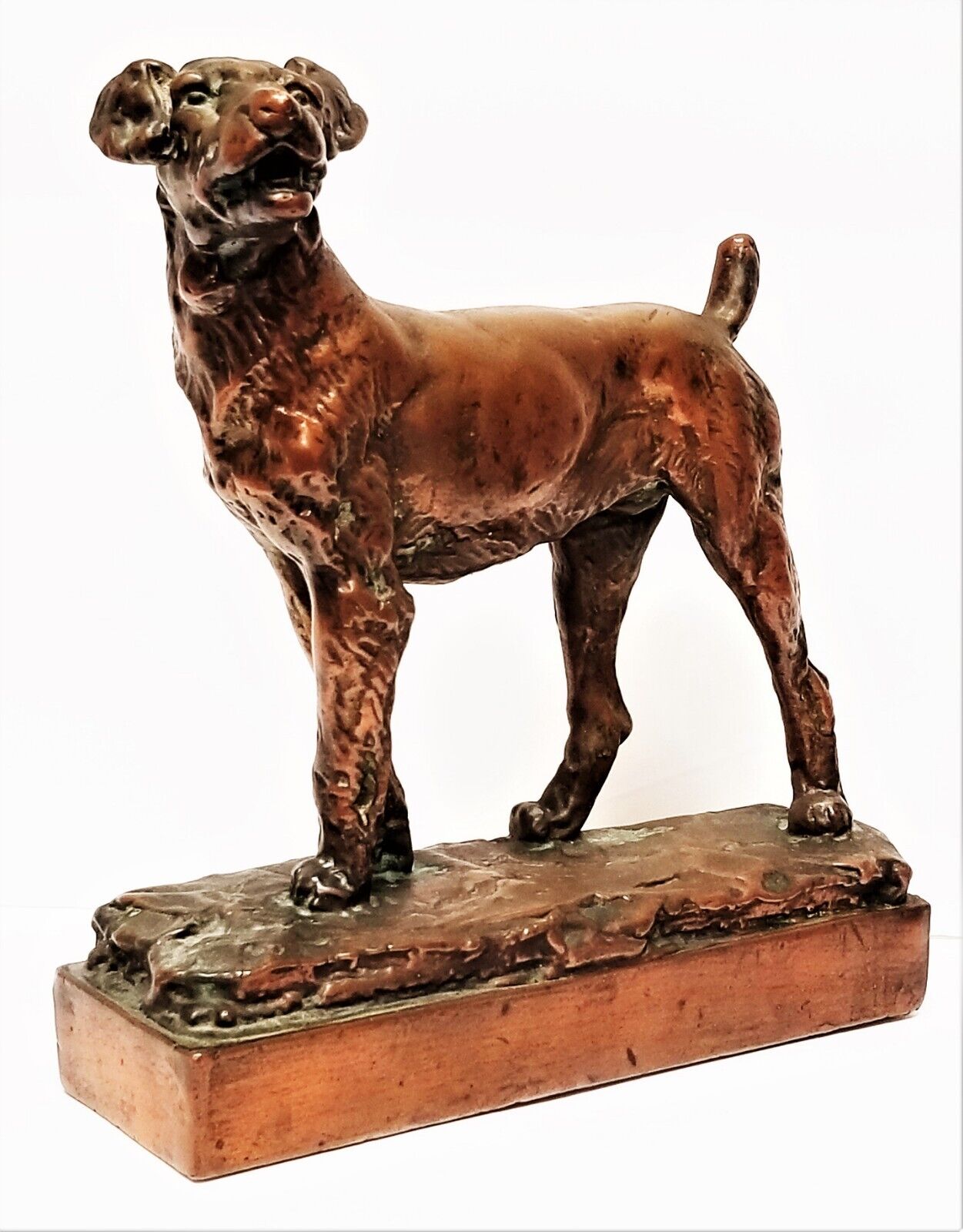 Beautiful Antique Pompeian Pointer Bronze Dog Figure Statue by Paul Herzel