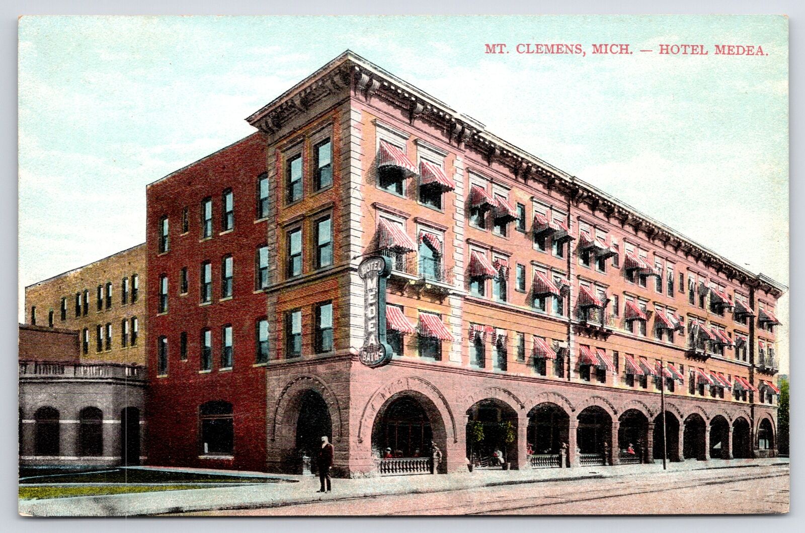 Mt Clemens Michigan~Hotel Medea~Bath House~c1910 Postcard