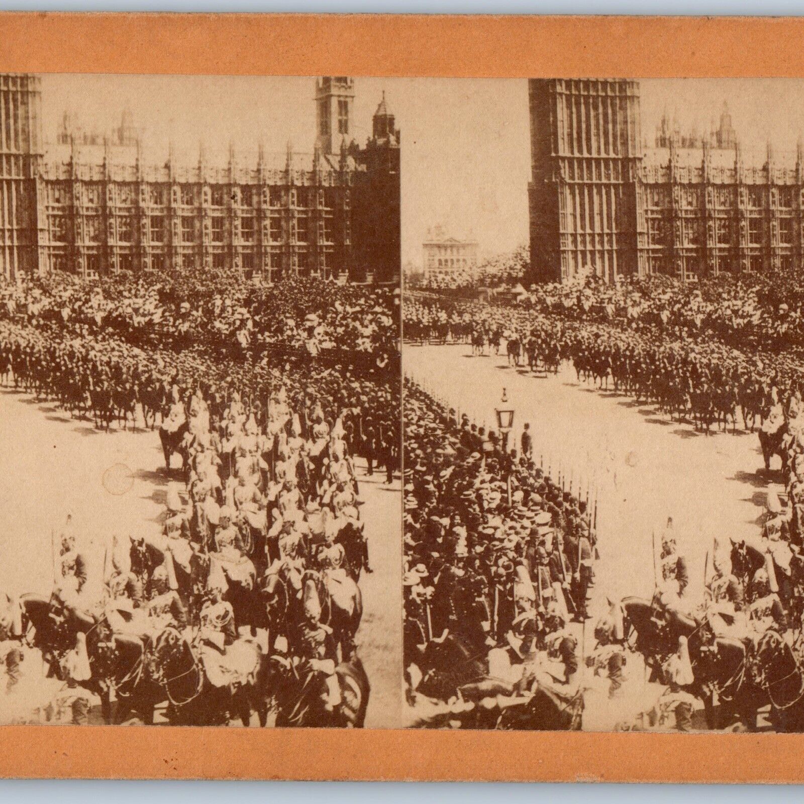 1897 London, England Queen Diamond Jubilee Parade Army Real Photo Stereoview V40