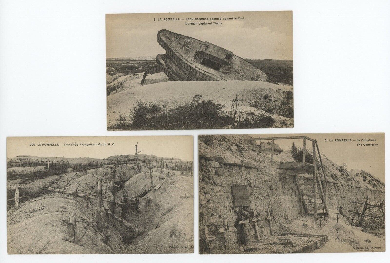 Collection 5 Vintage LA POMPELLE REIMS FRANCE Postcards UNUSED - MUSEUM QUALITY 