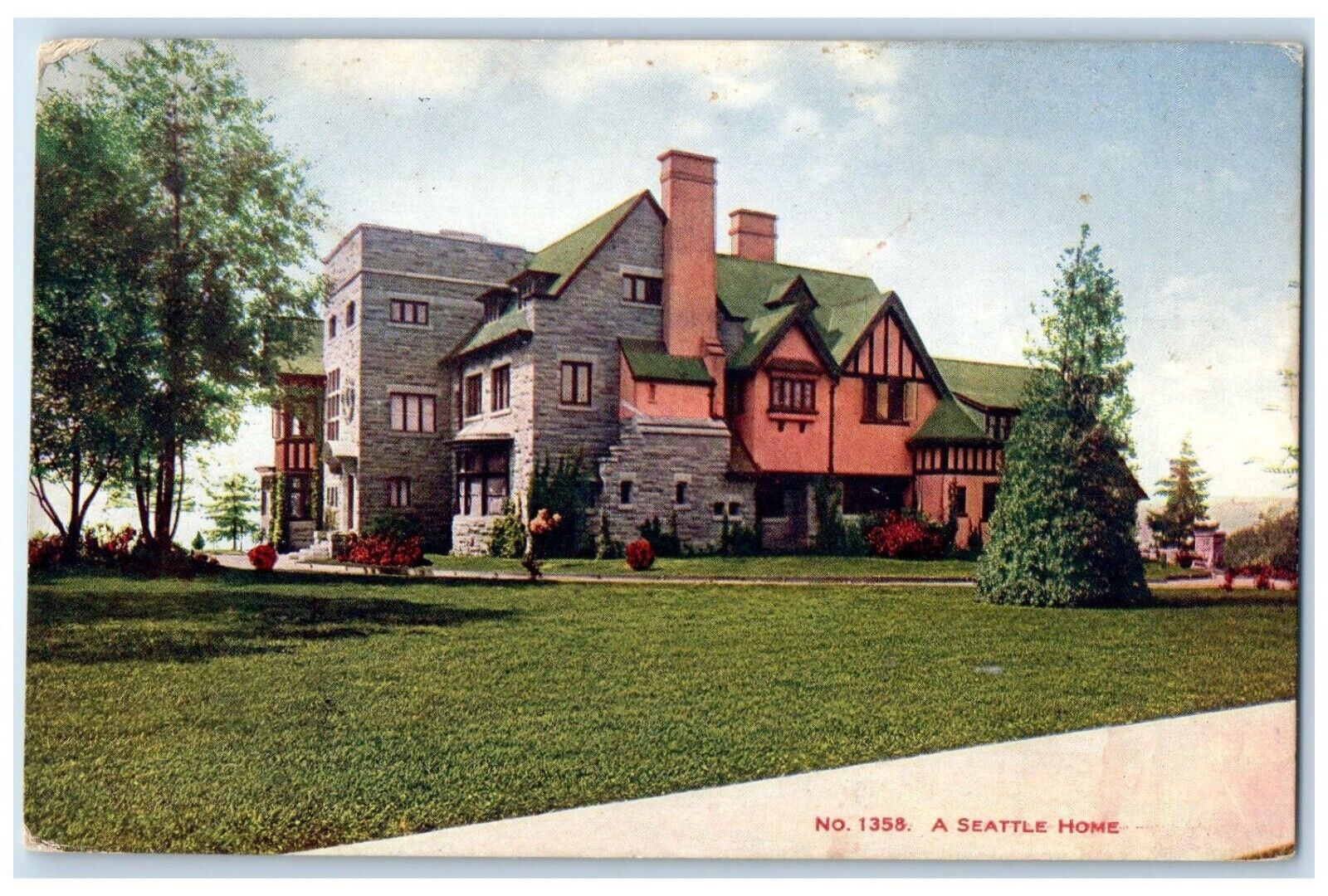 1912 Exterior View House Field Seattle Washington Home Vintage Antique Postcard