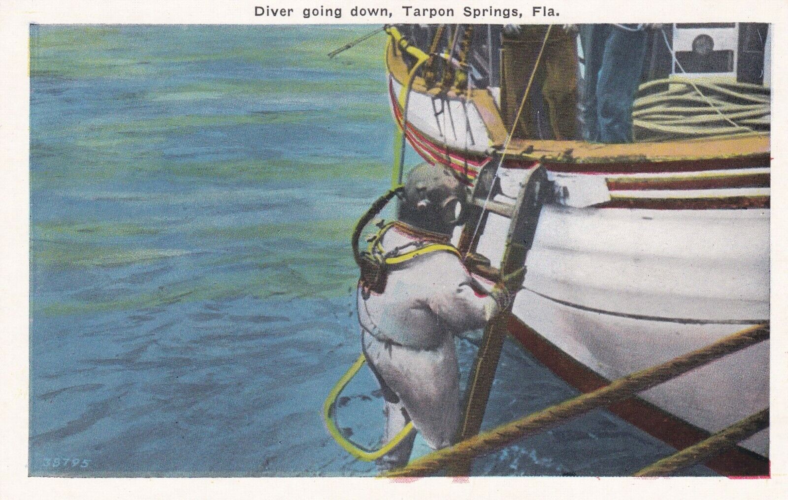 Deep Sea Diver Tarpon Springs Florida Postcard 1920\'s