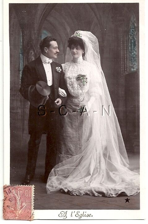 Original Divided Back French RPPC- Wedding- Bride- Wife- Romance- Groom- 1906-17