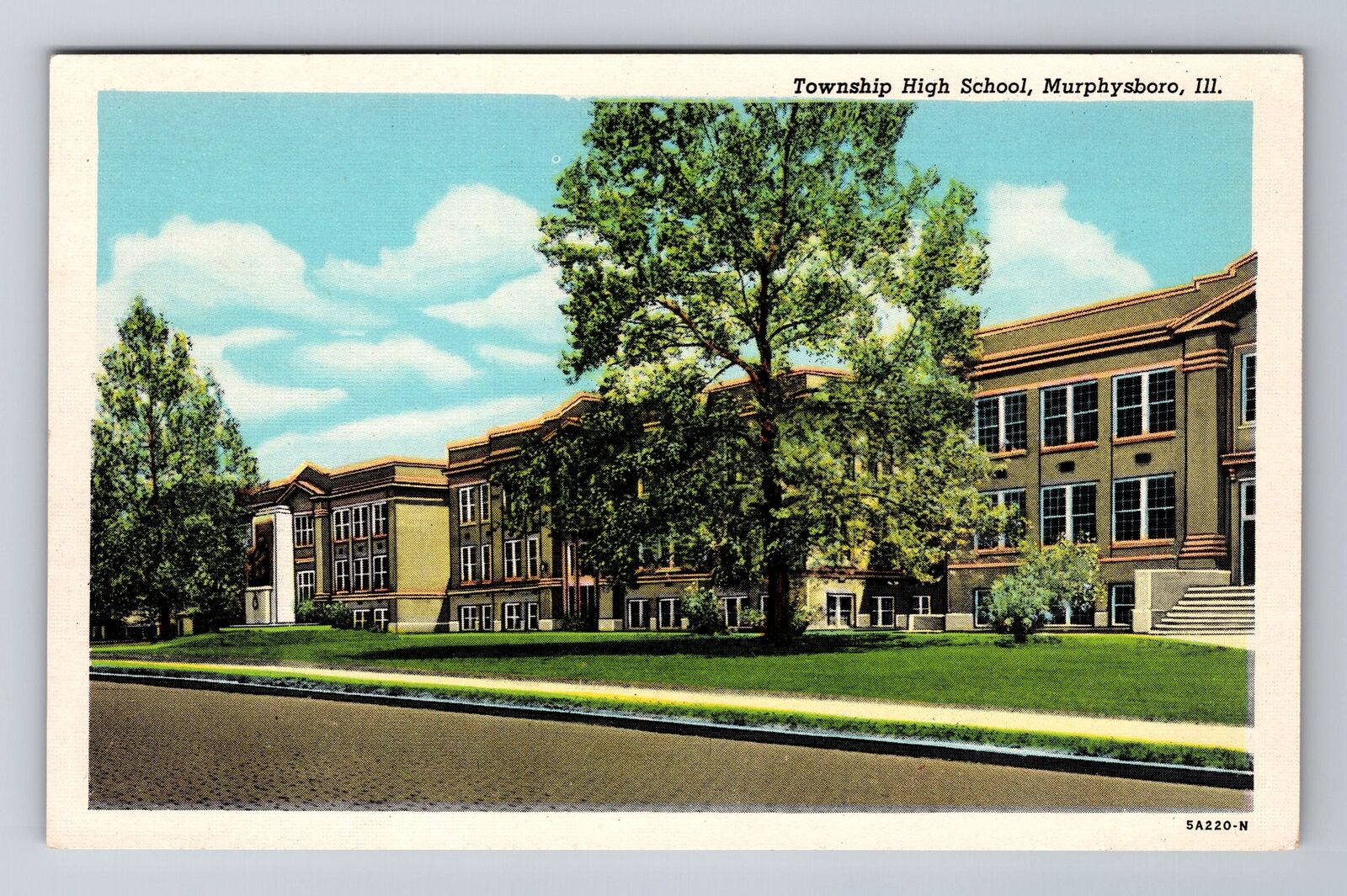 Murphysboro IL-Illinois, Township High School, Antique Vintage Souvenir Postcard