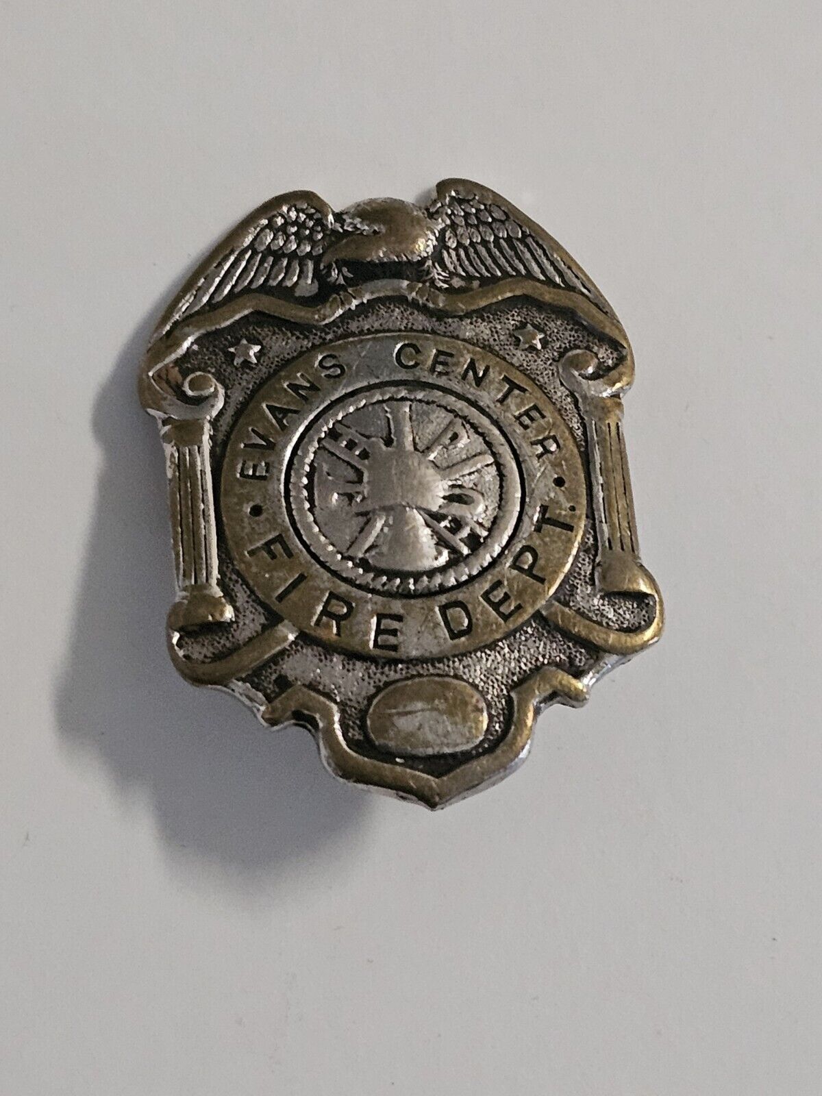 Fire Department Badge Evans Center Angola New York Erie County NY Vintage Rare