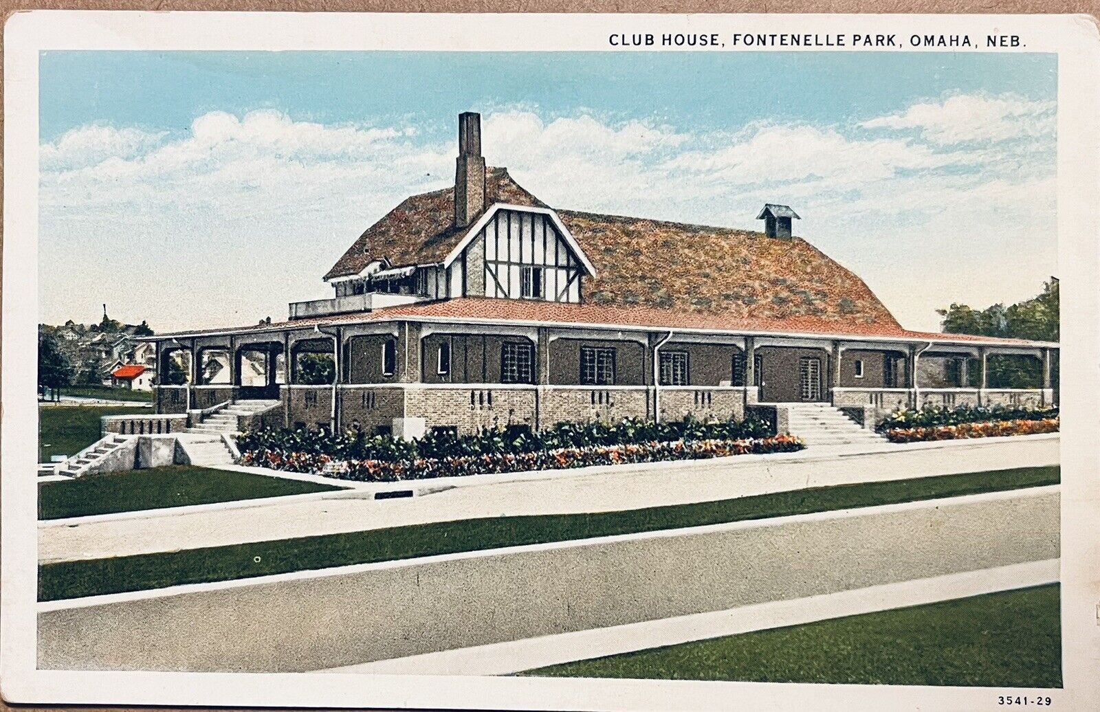 Omaha Nebraska Fontenelle Park Club House Antique Postcard c1920