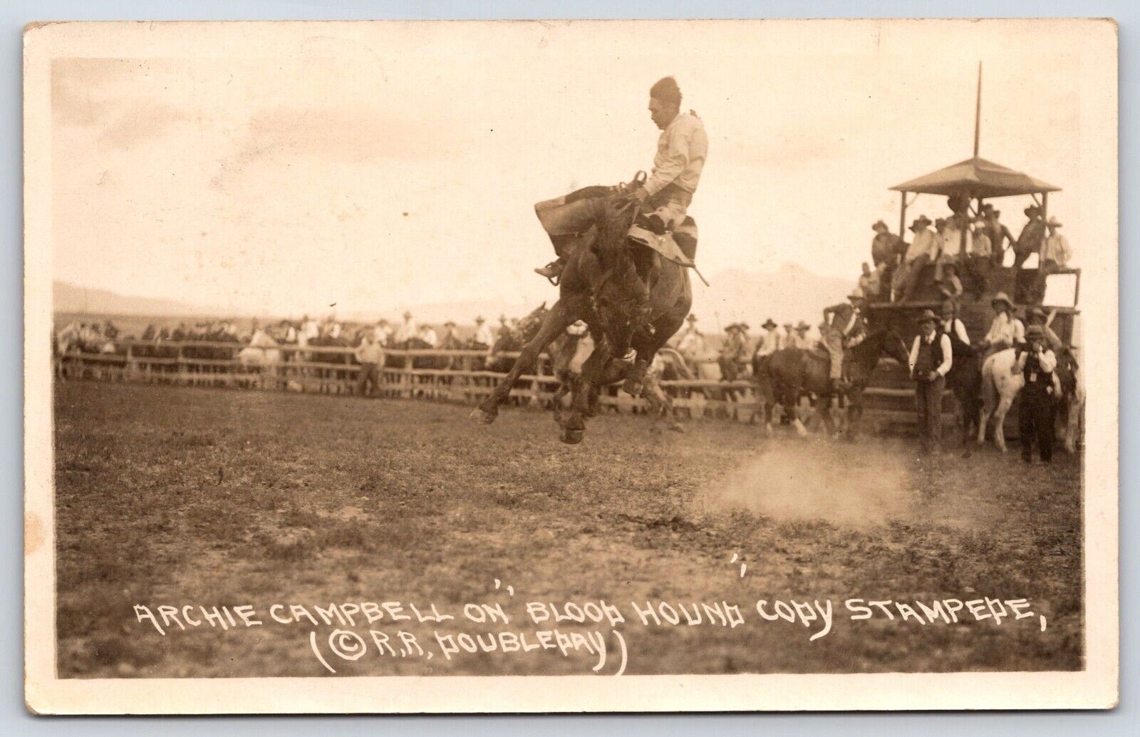 Archie Campbell On Blood Hound Cody Stampede RR Doubleday RPPC Vintage Postcard