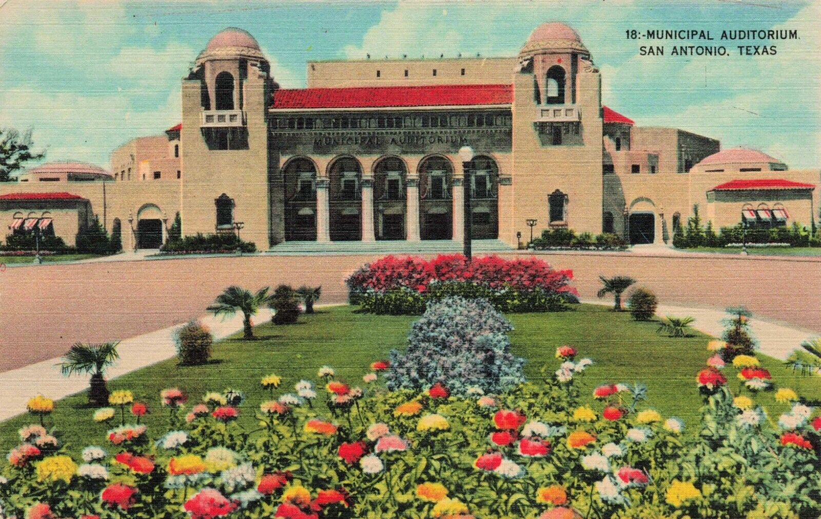 Postcard Municipal Auditorium, San Antonio, Texas Linen Vintage