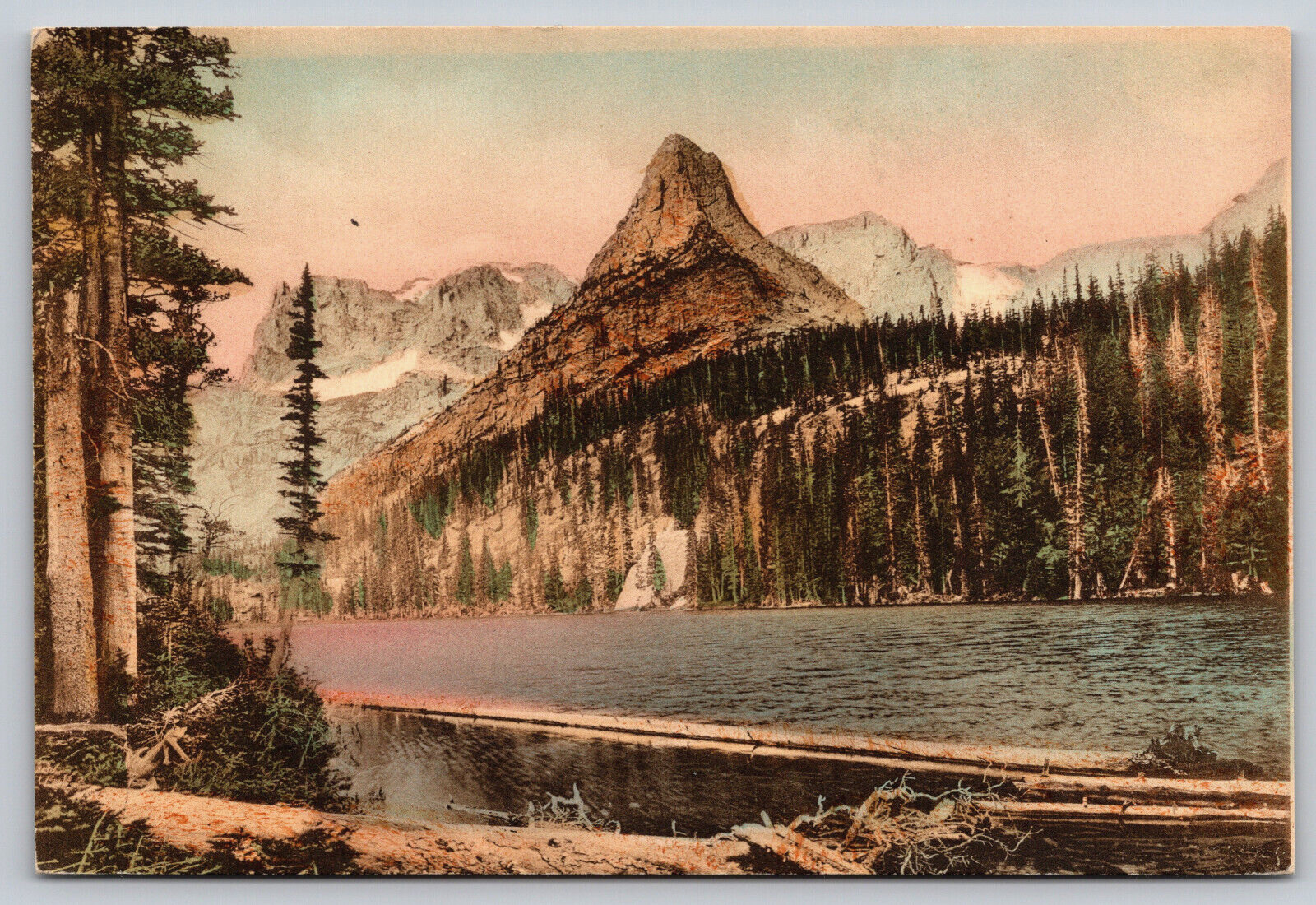 Mountains Trees Water Blank Back 3 Cent Rough Riders Stamp USA Vintage Postcard